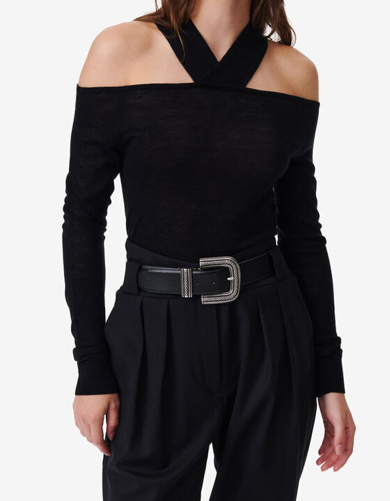 HEAMMA OFF-THE-SHOULDER SWEATER